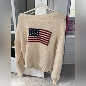 Rock n rags American flag cream sweater